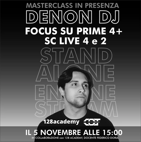 Masterclass in presenza sui prodotti Prime 4+, Serie SC e Engine di Denon DJ con Federico Doria